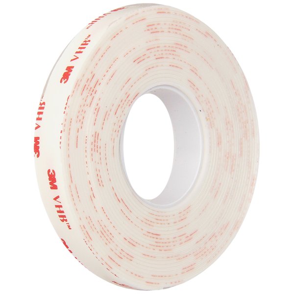 3M - 1/2-5-4950 VHB 4950 Heavy Duty Mounting Tape - 0.5 in. x 15 ft. Permanent Bonding Tape Roll with Acrylic Foam Core. Tapes and Adhesives