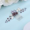 JWICOS Purple Wedding Hair Comb Clip Leaf Hair Comb for Bride Handmade Wedding Purple Crystal Side Comb for Women Party Special Occassion