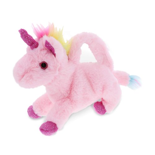 DolliBu Pink Unicorn Plush Handbag - Super Soft Plush Stuffed Animal Purse for Children's Accessories, Kids Hand Bag Toy Purse, Fluffy Dress Up Toy Purses for Girls and Boys - 11 Inches