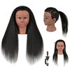 LOHXINHAIR 30 Inch 100% Real Human Hair Mannequin Head Manikin Manican Training Doll Head with Stand for Hairdresser Practice Braiding Styling Bleaching Dyeing Curling Cutting Dark Black