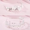WILLBOND 2 Pieces Wedding Flower Crown Princess Wedding Headpiece Baptism Gift Communion Veil Crystal Tiara for Girls Wedding and Flower Girls