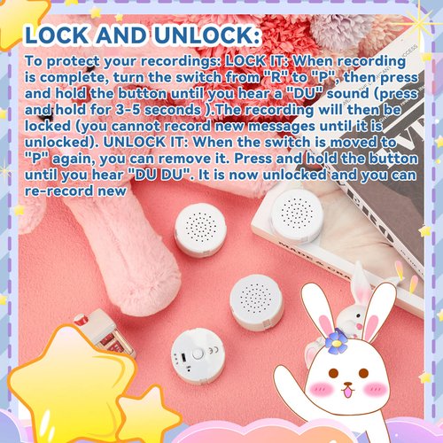 6 Pcs White Sound Recorder Voice Recorder Music for Stuffed Animal, Toy Recording Device Recordable Sound Module, Record Messages for Plush Toy Doll Stuffed Bear Toy Pillow (20 Seconds)