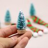 Peachcor Miniature Snowman Hat Scarf, Christmas Knit Hat Scarf, Dollhouse Elf Santa Hat Scarf, for Snowman, Dollhouse, Fairy Garden, Elf Props, DIY Supplies (Snow Green (4 Trees and 4 Scarfs))