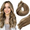 Belaved Tape in Hair Extensions Human Hair Color 8 Ash Brown Fading to 60 and 18 Ash Blonde 50g/pack 20pcs Straight Seamless Skin Weft Tape in Real Human Hair Extensions 12inch #8/18/60