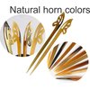 Buffalo Horn Hair sticks, Handmade Hair Sticks are Carved by Hand, Hair chopstick for Buns Hair Chopsticks for Women, Natural horn (Butterfly hair stick - white)