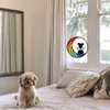 Stained Glass Dog Memorial Gifts for Loss of Dog Suncatcher, Black Angel Dog on Blue Moon Dog Beverage Suncatcher Ornaments Decor Window Wall Sympathy Gift for Dog Lover