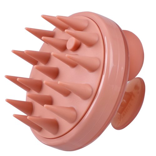BEAUTLOHAS. Soft Silicone Head Scalp Massager Hair Shampoo Brush, Silicon Hair Scrubber Dandruff Brush for Wet and Dry Hair, for Women & Men Kids or Pets, (Shell Pink)