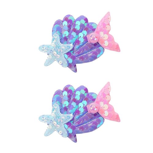 Mermaid Hair Clips Starfish Hair Clip Shell Hair Pins Multicolor Sparkling Hair Clips Accessories for Women and Girls Birthday Beach Party Headpiece (B)