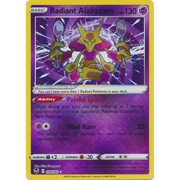 Pokemon – Radiant Alakazam – 059/195 – Silver Tempest – Holo Foil Card
