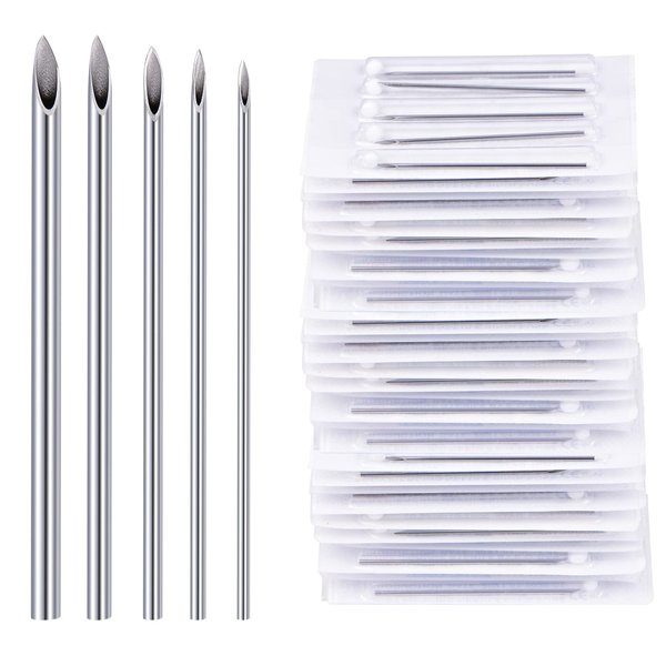 DJCIW 25PCS Mixed Body Piercing Needles, 12G 14G 16G 18G 20G Disposable Sterile Stainless Steel Piercing Needles for Ear Nose Navel Belly Nipple Tongue Lip Piercing