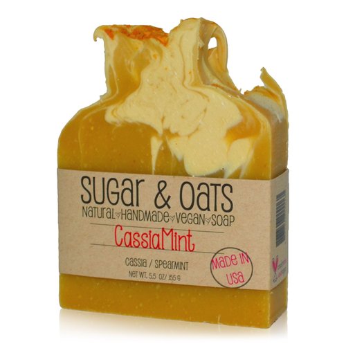 Cassia Spearmint Face And Body Soap. Tumeric Essential Oil Vegan Palm Free & Cruelty Free Bar Soap (Cassia & Spearmint Essential Oils)
