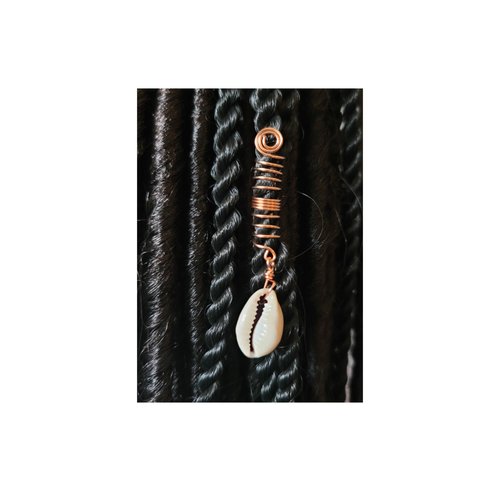 Beaditwearitloveit Cowrie Shell Loc Jewelry, Copper Wire Wrapped Dreadlock Jewelry, Beads For Braids, Locs, And Twists, Handmade Hair Accessories (Copper)