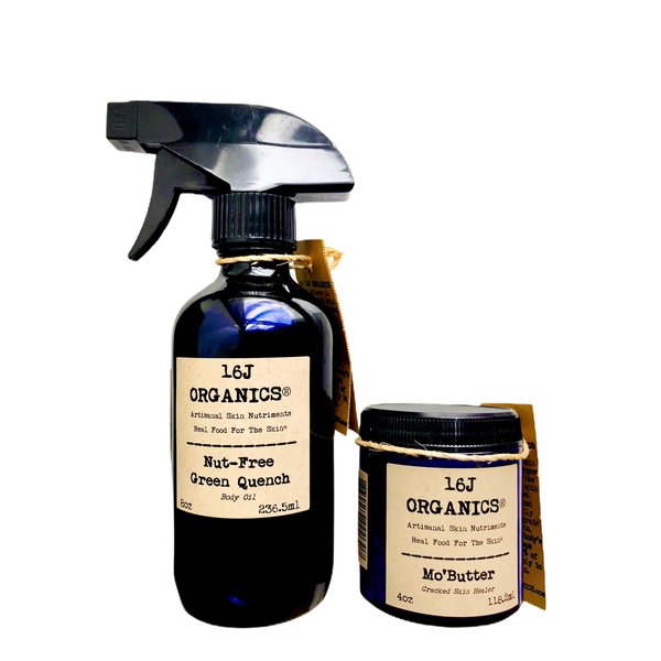 16J Organics Nut-Free Body Oil & Body Butter - Gift Set - Organic 100% Natural - Spa Quality Skin Care Treatment That Feeds & Moisturizes Your Skin With All Food Grade Ingredients