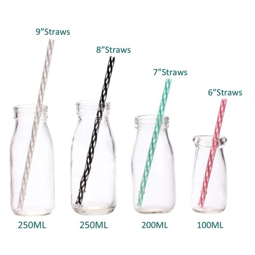 Dakoufish 12 Piece 8 Inch Reusable Plastic Thick Drinking Straws BPA Free Mason Jar Straws Transparent Small Stripe (8inch, Mix 12color)