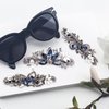 Kicosy Barrettes for Women 3 Pack Vintage Shining Rhinestone Hair Barrettes Metal Flower Butterfly French Clip Faux Crystal Hair clip Spring Hair Barrette,Black and Navy (Pattern-A(3PCS))