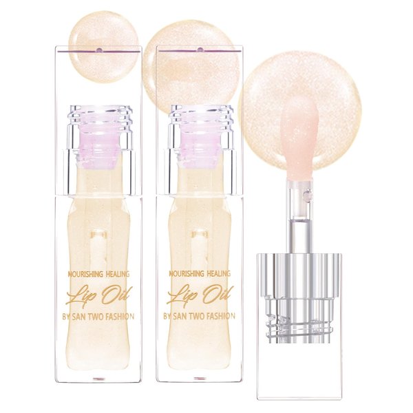 Kpeuuef Color Changing Lip Oil,Magic Color Changing Lip Glow Oil,Hydrating Lip Tinted Shimmer Big Brush Color Changing Lip Gloss Oil Plumping Long Lasting 2 Pcs