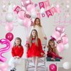 Sweet 2nd Birthday Decorations for Baby Girl, Pink and White 2 Happy Birthday Balloons，2nd Birthday Party Supplies for Daughter Her Kids Including Pink Happy Birthday Banner, Pink Number 2 Foil
