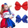 AUOCATTAIL 2pcs Red Blue Ribbon Bow Hair Clip, Clown Hair Accessories 3 Inches for Girls Kids Independence Day decoration