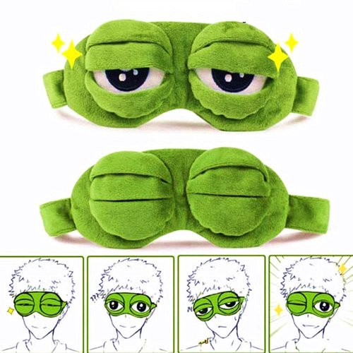 Sleep Masks for Women,Eye Mask for Sleeping,BUMSUFON Night Mask Sad Frog Cute Block Out Light, Soft Comfort Eye Shade Cover for Travel Yoga Nap, Green