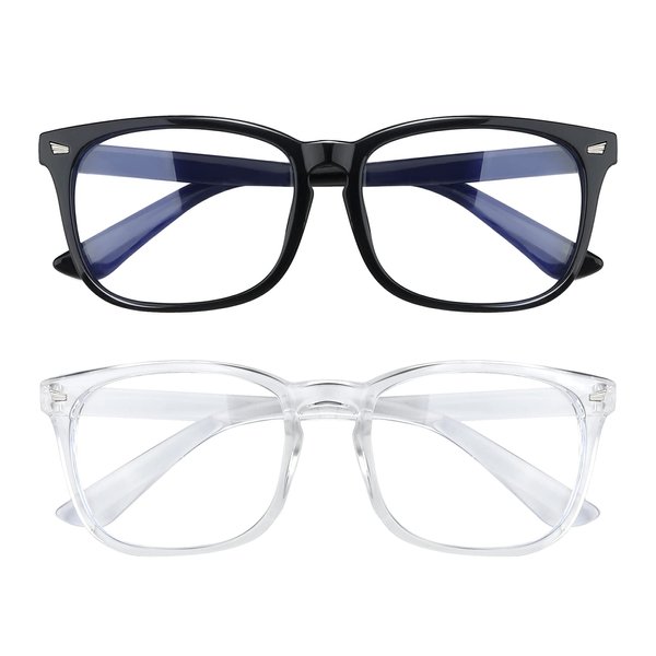 Blue Light Glasses for Women, 2 Pack Blue Light Glasses, Blue Light Glasses Men, Bluelight Glasses Womens, Fashion Square Blue Light Blocking Glasses, Clear Glasses, Computer Glasses, Gaming Glasses