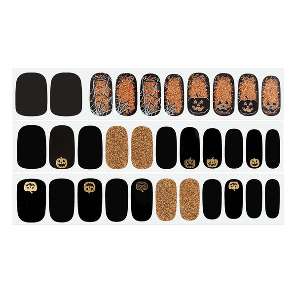 Dashing Diva Gloss Halloween Nail Strips - Twisted Nightmare | UV Free, Long Lasting, Cute Halloween Gel Nail Stickers | Contains 32 Nail Wraps, 1 Prep Pad, 1 Nail File