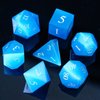 UDIXI Gemstone DND Dice Set 7PCS Stone D&D Polyhedral Dice for Dungeons and Dragons MTG Table Games (Blue Cat's Eye)