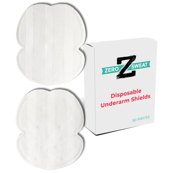 ZeroSweat Underarm Sweat Pads | Block Sweat w/Natural Disposable Absorbent Pads (50 Pads)