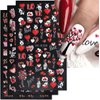 Valentine's Day Nail Art Stickers Decals Cute Bear Heart 5D Embossed Nail Decals Red Heart Lover Cartoon Valentine Nail Art Design Supplies Manicure Decals Relief Sliders for DIY Nail Art Decoration