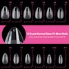 UNA GELLA Short Almond Fake Nails 216pcs Pre-shape Gel Acrylic Nail Tips for Full Cover Nail Extension Home DIY Nail Salon 12 Sizes Gelly Tips