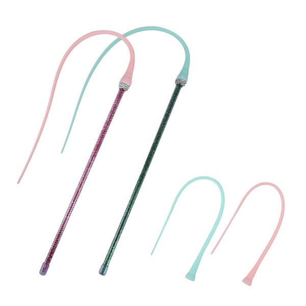 2PCS Cat Toy Wand, Silicone Mice Tail Teaser Toys Interactive Cat Toys with 2 Replaceable Tail for Indoor Cats Kittens Chase Exercise
