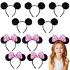 10 Pack Mouse Ears Great for Minnie Theme Birthday Party Decorations Party Favors Supplies and Mouse Themed (Pink and Black)