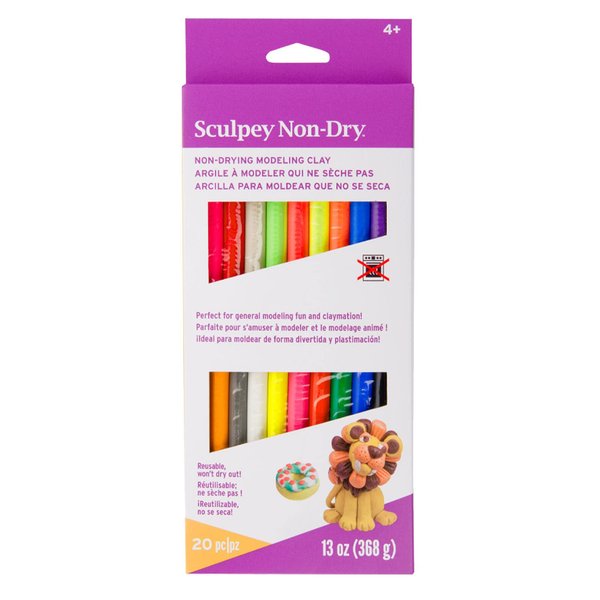 Sculpey Non-Drying Reusable Modeling Clay, Pack of 20 Colors, 13 oz (368 gram)