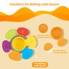 Baby Bath Toys for Kids Ages 1-3, 6PCS Mold Free Rainbow Floating Bathing Spoons, Water Table Toys for Infants 6-12 Months, Idea Early Educational Counting Pool Beach Toys Gift for Boys Girls