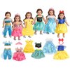 Sweet Dolly Doll Clothes 6 Sets Princess Dresses Accessories Doll Costume Jasmine Aurora Belle Snow White Dresses for 18 Inch Doll