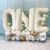 Cream White Letter W Balloons, 40 Inch Giant Letter Balloons W Foil Mylar Helium White Letter Balloons for Birthday Party Supplies Anniversary Event Celebration Decorations Alphabet White W