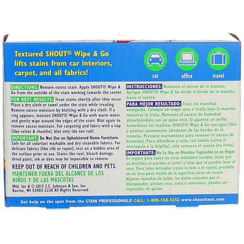 Shout Wipe & Go Instant Stain Remover - 12 CT