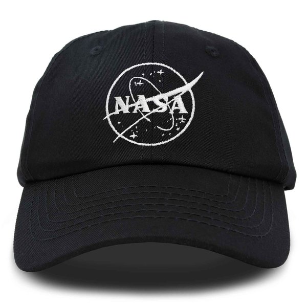 DALIX NASA Embroidered Mens Womens Cotton Dad Hat Baseball Cap Adjustable in White Meatball/Black