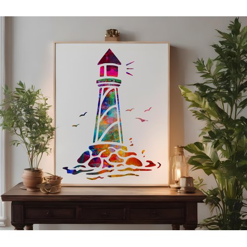 Nautical Lighthouse Light House Stencil Template Reusable for Painting on Walls, Wood, Arts and Crafts (35) - 5.5 x 8.5 Inches