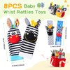 Baby Toys 0-6 Months,High Contrast Baby Toys for Newborn,8 Pcs Baby Rattles Toys,Infant Rattle Socks and Wrist Toy,Newborn Toys 0 3 Months Brain Development,0-6 Months Babies Boy Girl Gift