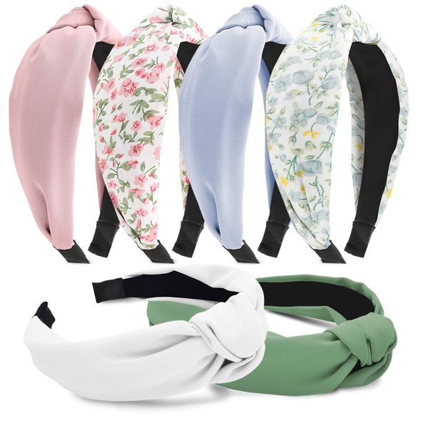 SMUOBT 6Pcs Knotted Headbands for Women Girls, Non Slip Fashion Knotted Head Bands Cute Hairband for Women’s Hair Wide No Teeth Thick Knotted Head Bands Hoops Hair Accessories for Women