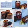 Qeirudu 8 oz Amber Plastic Jars with Lids and Labels, 12 Pack Empty Brown Cosmetic Containers for Body Butter, Creams, Lotion and Essential oil