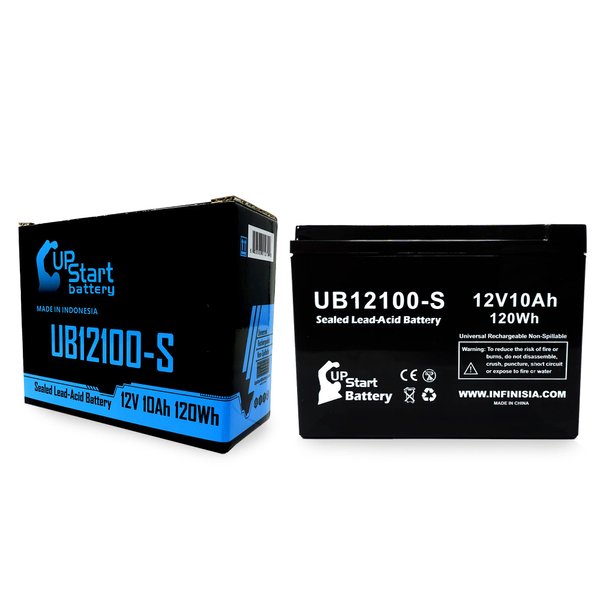 Replacement for Lashout 24 Volt 400 Watt Electric Scooter Battery - Replacement UB12100-S Universal Sealed Lead Acid Battery (12V, 10Ah, 10000mAh, F2 Terminal, AGM, SLA)