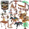 PowerTRC 58 Pcs Wild West Cowboys and Indians Plastic Figures Toys Play Set, Toy Figure Action Soldiers and Native American Accessories Figure Playset Birthday Gift