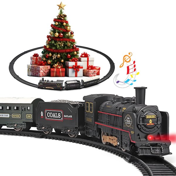 NOVAFUSION Electric Train Set,Train Toys for Toddlers 3-5,Train Toys with Sound Light Include 2 Train Carriages & 10 Tracks,Train Set for Kids Ages 4-8,Toddler Train Set for 3 4 5 6 7+ Years Old Kids