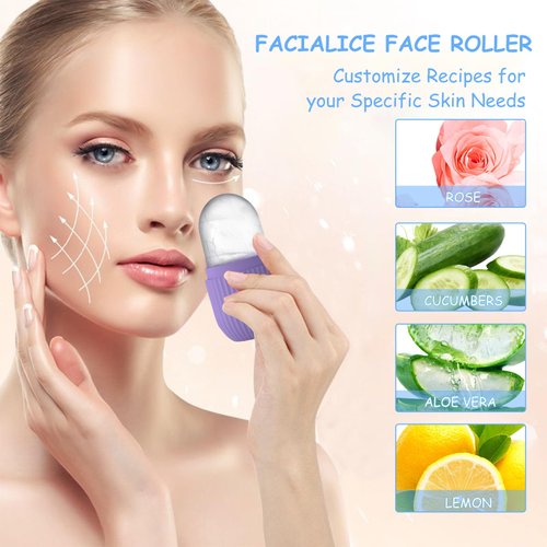 3pcs Senbaler Ice Cube Roller for Face,Eye,Silicone,Reusable Facial Massager Ice Mold,Brighten Skin Enhancing Natural Glow,De-Puff Eye Bags,Reduce Migraine Pain (Purple)