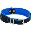 Dogs My Love Real Leather Soft Leather Padded Dog Collar Reflective (15"-17" Neck; 1.75" Wide, Black/Blue)
