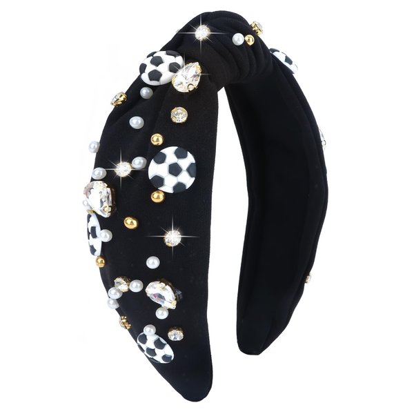 Casoty Black Soccer Headband for Women, Sports Knotted Headband, Soccer Top Knot Headband for Women Girls, Game Day Sports Hair Accessories for Daily Wear