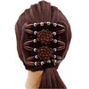 FXQHAN Women Magic Hair Combs Wood Beaded Stretch Double Side Combs Clips Bun Maker Hair Accessories,Pack of 5