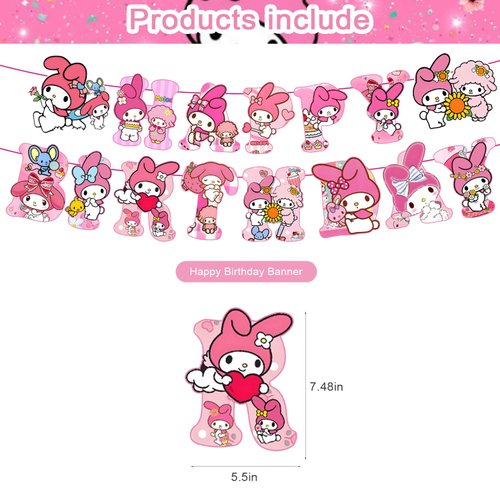 ELZEM Melody Party Decorations,Melody Birthday Party Supplies Includes Banner- Cake Topper - 12 Cupcake Toppers - 18 Balloons, Blue