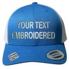 Custom Trucker Hat Yupoong 6606 Embroidered Your Own Text Curved Bill Snapback (Steel Blue/Silver)